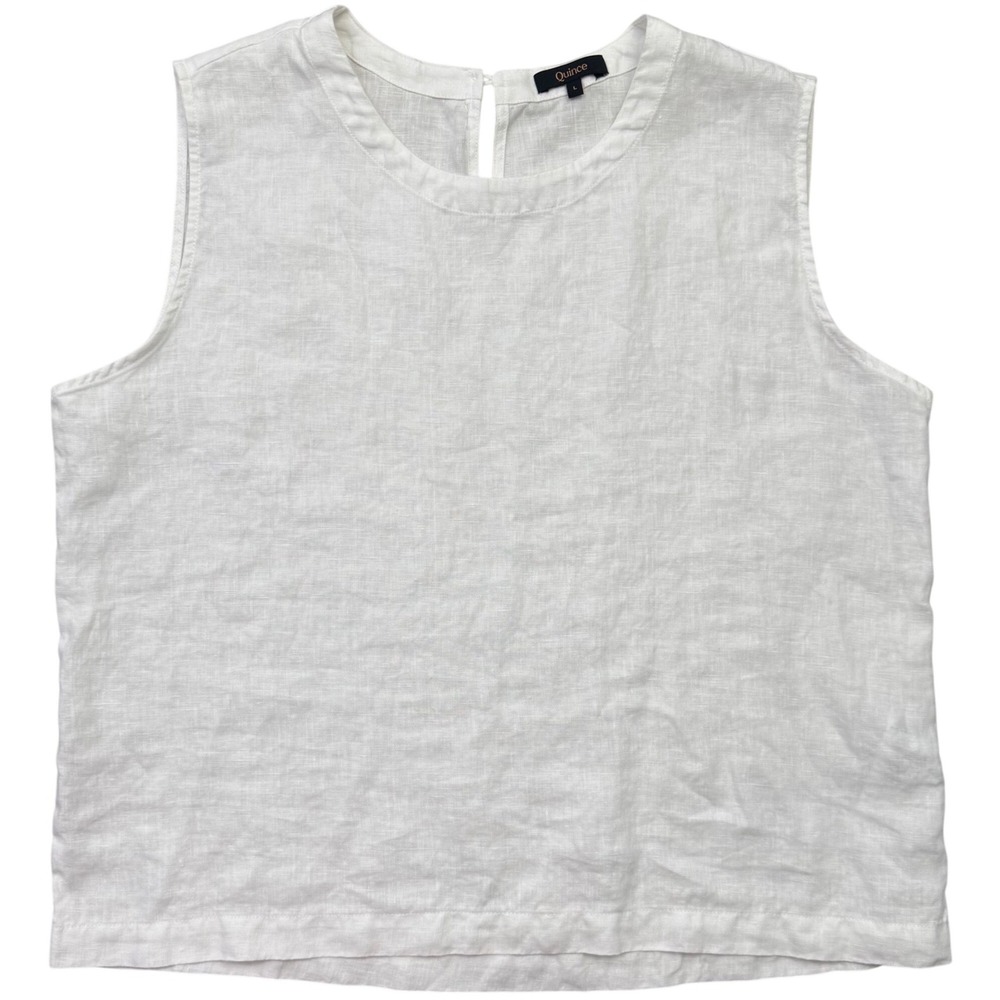 Quince White Sleeveless Linen Shell - Picture 2 of 9